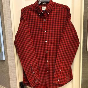 J.Crew Red/Green Slim Fit Button Down Polo. Medium.